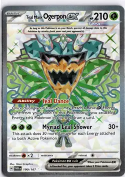 Pokemon TCG Twilight Masquerade Teal Mask Ogerpon ex 190/167 Ultra Rare NM - Image 1