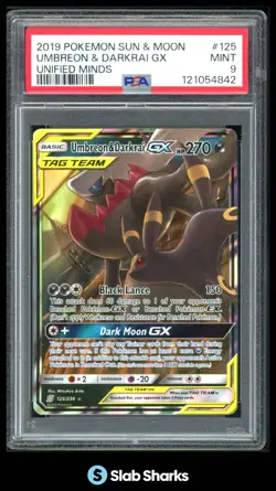 2019 POKEMON SUN & MOON UNIFIED MINDS #125/236 UMBREON DARKRAI GX TAG TEAM PSA 9 - Image 1