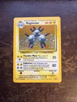 Pokemon TCG Magneton Base Set Holo Unlimited Rare Card 9/102 WOTC - Image 1
