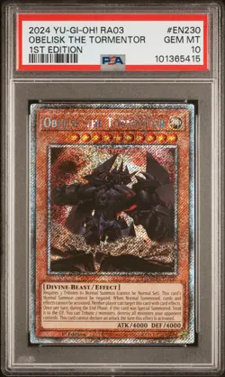 2024 YU-GI-OH! QUARTER CENTURY BONANZA 1ST EDITION OBELISK THE TORMENTOR PSA 10 - Image 1