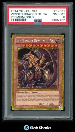 2014 YU-GI-OH! PREMIUM GOLD #PGLD-EN031 THE WINGED DRAGON OF RA PSA 8 - Image 1