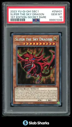 2023 YU-GI-OH! SBC1 1ST EDITION #ENH01 SLIFER THE SKY DRAGON SECRET RARE PSA 10 - Image 1