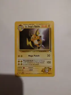 Pokemon TCG Lt. Surge's Raichu Card - Mega Punch, Thunderbolt Attacks - Image 1