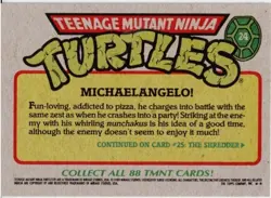 Teenage Mutant Ninja Turtles #24 Trading Card Michaelangelo 1989 New Mint - Image 2