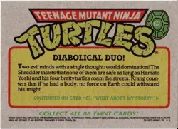 Teenage Mutant Ninja Turtles #62 Trading Card Diabolical Duo 1989 New Mint - Image 2