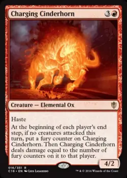 Mint/Near-Mint, French - 4 x MTG Charging Cinderhorn Commander 2016 - Image 1