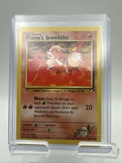Pokemon Gym Heroes Blaine's Growlithe 1st Edition 62/132 - Image 1