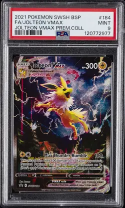 2021 POKEMON SWSH BLACK STAR PROMO #184 FULL ART/JOLTEON VMAX PSA 9 - Image 1