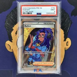 PSA 9 MINT 2025 Pokemon Prismatic Evolutions RAIFORT #142 Ultra Rare - Image 2
