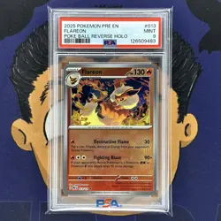 PSA 9 MINT 2025 Pokemon Prismatic Evolutions FLAREON #013 Poke Ball Reverse Holo - Image 2