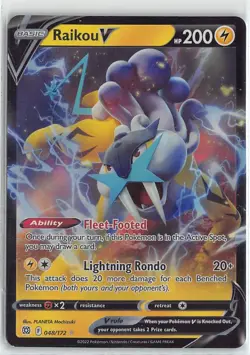 Pokemon TCG Sword & Shield Brilliant Stars Foil Ultra Rare #048/172 Raikou V - Image 1