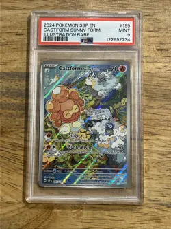 GRADED PSA 9 2024 Pokemon SSP EN Castform Sunny Form Illustration Rare #195 - Image 1