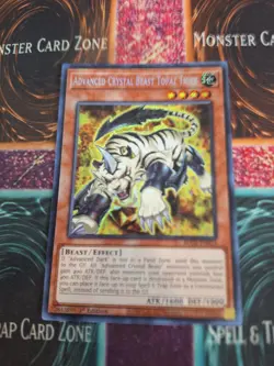 Yugioh Advanced Crystal Beast Topaz Tiger BLCR-EN013 Secret Rare 1st Edition NM - Image 1