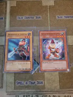 YUGIOH SWORDSMAN OF LANDSTAR LON + COMRADE SWORDSMAN CSOC COMMON UNLIMIT ED NM - Image 1