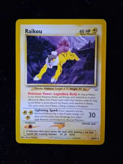 Pokemon TCG Raikou Neo Revelation Card 22/64 Unlimited Rare Vintage Card WOTC LP - Image 1