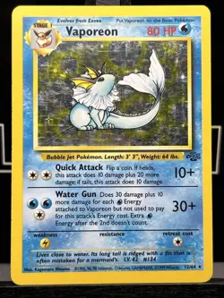 Pokemon TCG Vaporeon Holo Rare Unlimited Card 12/64 Jungle Set 1999 WOTC LP - Image 3
