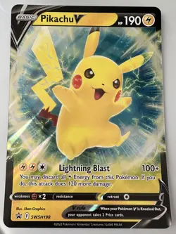 Pokemon TCG - Pikachu V SWSH198 JUMBO Oversize Black Star Promo Card NM - Image 1