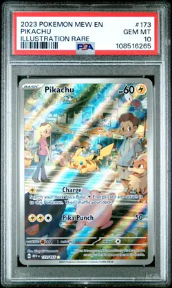 2023 Pokemon EN 151 Pikachu Illustration Rare IR Full Art Card 173/165 PSA 10 - Image 1