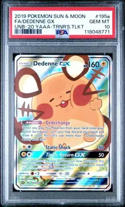 Pokemon DEDENNE GX 195a/214 Alternate Art (2019 Sun Moon Promo) PSA 10 - Image 1