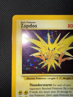 Zapdos #15/62, Fossil Holo Rare Unlimited, 1999 Vintage Pokemon TCG, LP - Image 2