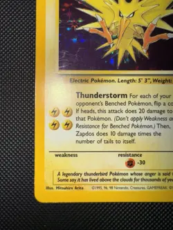 Zapdos #15/62, Fossil Holo Rare Unlimited, 1999 Vintage Pokemon TCG, LP - Image 5