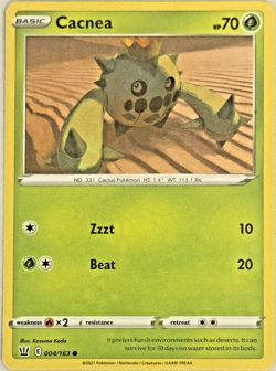 Cacnea Regular Common 2021 SWSH05: Battle Styles 004/163 NM Pokemon TCG - Image 1
