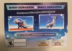 Pokemon Scarlet And Violet Serial Codes Shiny Koraidon or Miraidon UNSCRATCHED! - Image 1
