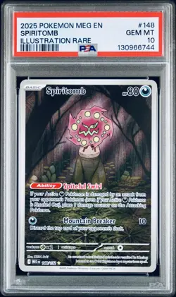 Pokemon PSA 10 GEM MINT SPIRITOMB 148/132 (IR) Mega Evolution English TCG Pop 1 - Image 1