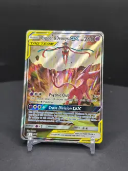 HP Espeon & Deoxys GX SM240 JUMBO Full Art Black Star Promo Pokemon Card - Image 1