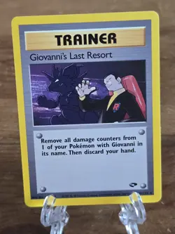 GIOVANNI'S LAST RESORT 105/132 Gym Challenge Pokemon Card Unlimited Rare WOTC - Image 1