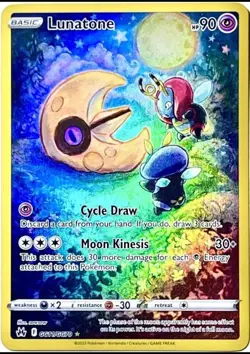 Lunatone GG11/GG70 HOLO RARE Pokemon Card TCG 2023 Crown Zenith Galarian Gallery - Image 1