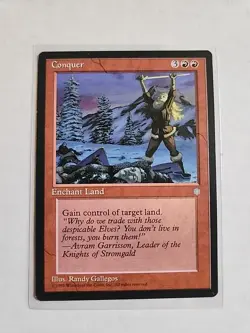 Conquer - Ice Age - MTG Magic - Uncommon - Red Enchant Land - Image 1