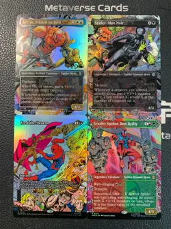 Magic MTG Feed the Swarm Spider-Man Noir Borderless Foil Marvel Spider-Man Lot*4 - Image 1
