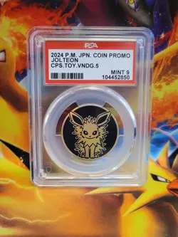 Pokemon Jolteon 2024 Japanese Capsule Vending Vol. 5 Graded Coin PSA 9 - Image 1