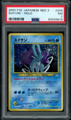 PSA 7 NM Suicune Holo #245 Pokemon Japanese Neo - Image 1