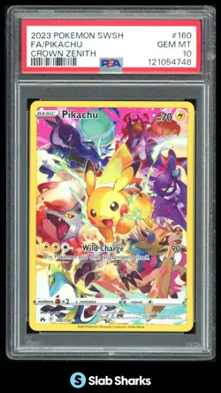 2023 POKEMON SWORD & SHIELD CROWN ZENITH #160/159 PIKACHU FA SECRET RARE PSA 10 - Image 1