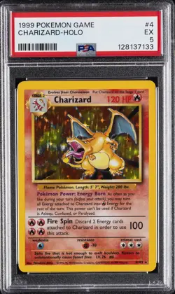 1999 POKEMON BASE SET UNLIMITED #4 CHARIZARD-HOLO PSA 5 - Image 1