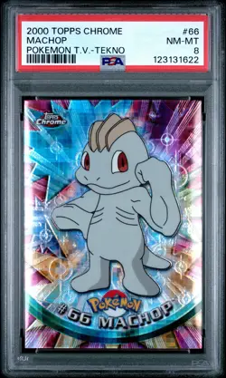 2000 TOPPS POKEMON CHROME POKEMON T.V. TEKNO #66 MACHOP PSA 8 - Image 1