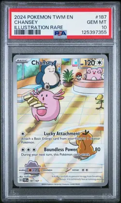 2024 POKEMON TWM EN-TWILIGHT MASQUERADE ILLUSTRATION RARE #187 CHANSEY PSA 10 - Image 1