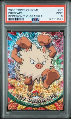 2000 TOPPS CHROME POKEMON T.V. SPARKLE #57 PRIMEAPE PSA 9 - Image 1