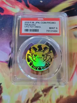 Pokemon Pikachu Capsule Vending Series 2020 Graded Coin PSA 9 - Image 1