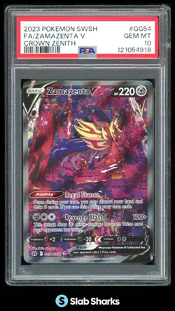 2023 POKEMON SWORD & SHIELD CROWN ZENITH ZAMAZENTA V FULL ART ULTRA RARE PSA 10 - Image 1