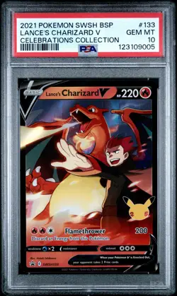 2021 POKEMON SWSH PROMO CELEBRATIONS COLLECTION LANCE'S CHARIZARD V PSA 10 - Image 1