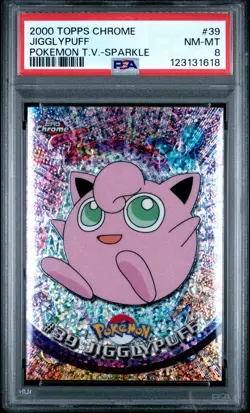 2000 TOPPS CHROME POKEMON T.V. SPARKLE #39 JIGGLYPUFF PSA 8 - Image 1