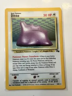 1999 Pokemon Fossil Unlimited Ditto Holo Rare 3/62 LP - Image 1