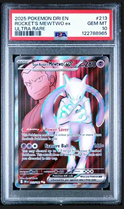 Pokemon Mewtwo EX TCG Team Rockets 213/182 Full Art PSA 10 - Image 1