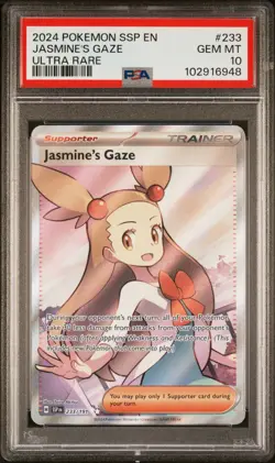 ✨ 2024 Pokemon SSP EN-Surging Sparks Ultra Rare #233 Jasmine's Gaze PSA 10 ✨ - Image 1