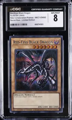 2025 YU-GI-OH NIKE COLLABOARATION SR LIMITED EDITION RED-EYES BLACK DRAGON CGC 8 - Image 1