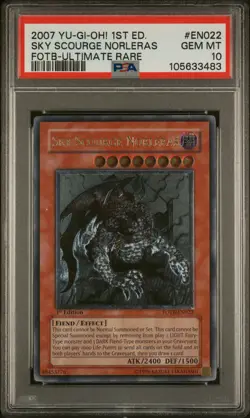2007 YU-GI-OH! FOTB-FORCE OF THE BREAKER #EN022 SKY SCOURGE NORLERAS PSA 10 - Image 1