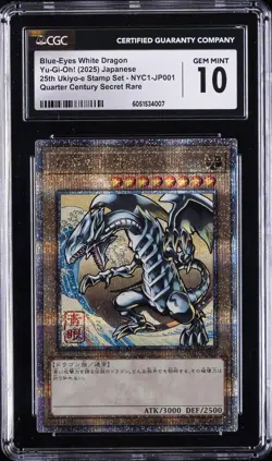 2025 YU-GI-OH! JPN #NYC1-JP001 BLUE-EYES WHITE DRAGON CGC 10 GEM MINT - Image 1